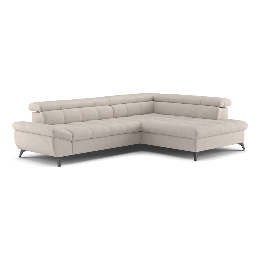 Ecksofa zum Ausklappen in L-Form MARANO rechts, beige
