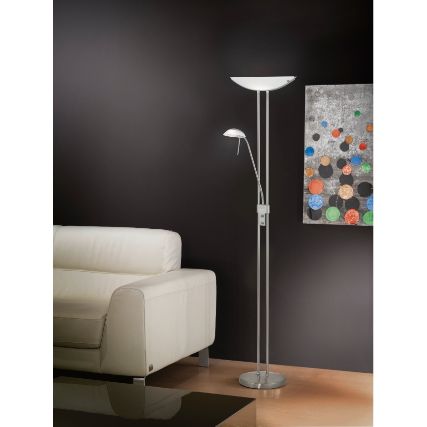 Eglo 25869 - Dimmbare Stehleuchte BAYA 1xR7s/230W/230V + 1xG9/33W mattchrom