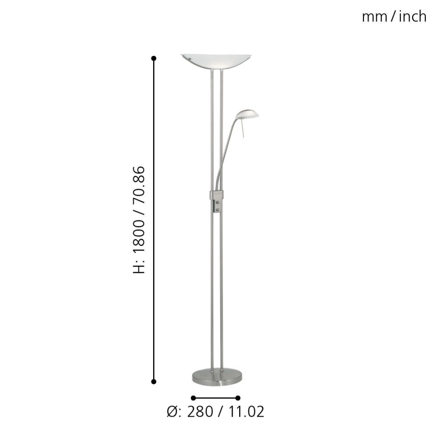 Eglo 25869 - Dimmbare Stehleuchte BAYA 1xR7s/230W/230V + 1xG9/33W mattchrom
