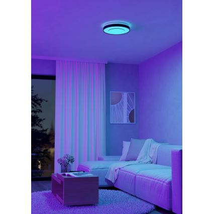 Eglo 300688 - LED RGBW dimmbare Deckenleuchte MONTERIGGIONI-Z LED/18,5 W/230 V 2700–6500 K Ø 38,4 cm schwarz + Fernbedienung