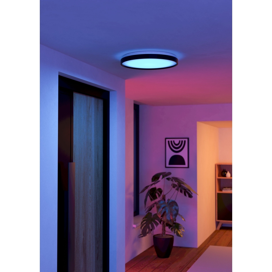 Eglo 300692- LED RGBW dimmbare Deckenleuchte MOZONCILLO-Z LED/28,3W/230V 2700-6500K Ø 48,4 cm schwarz + Fernbedienung