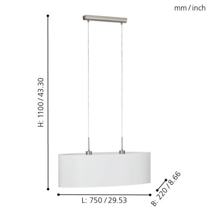 Eglo - Hängeleuchte an Kabel 2xE27/60W/230V