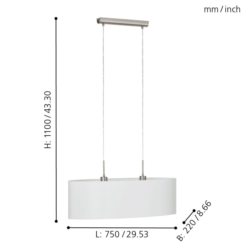 Eglo - Hängeleuchte an Kabel 2xE27/60W/230V