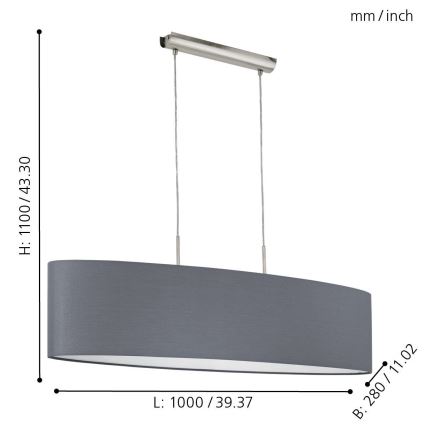 Eglo - Hängeleuchte an Kabel 2xE27/60W/230V