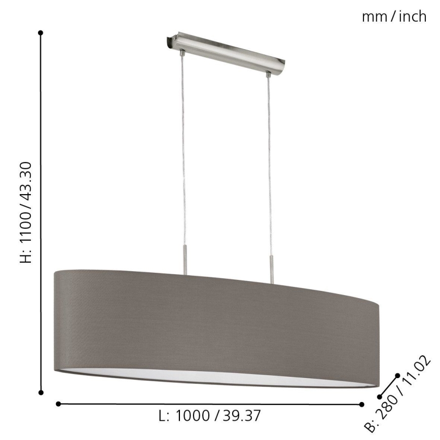 Eglo 31587 - Hängeleuchte PASTERI mit Seil, 2xE27/60W/230V