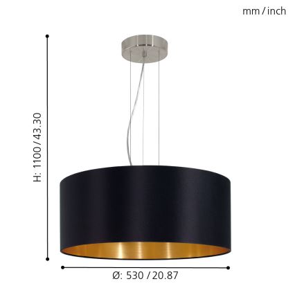 Eglo - Deckenleuchte an Kabel 3xE27/60W/230V