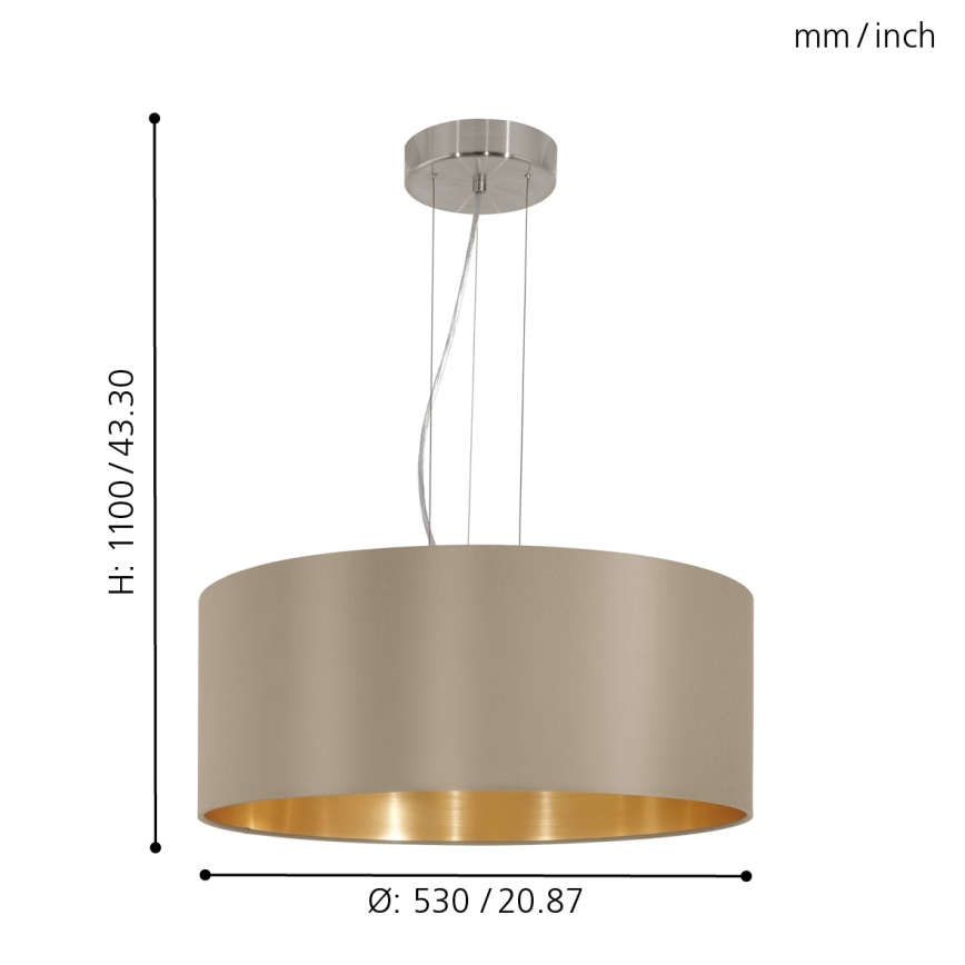 Eglo - Deckenleuchte an Kabel 3xE27/60W/230V