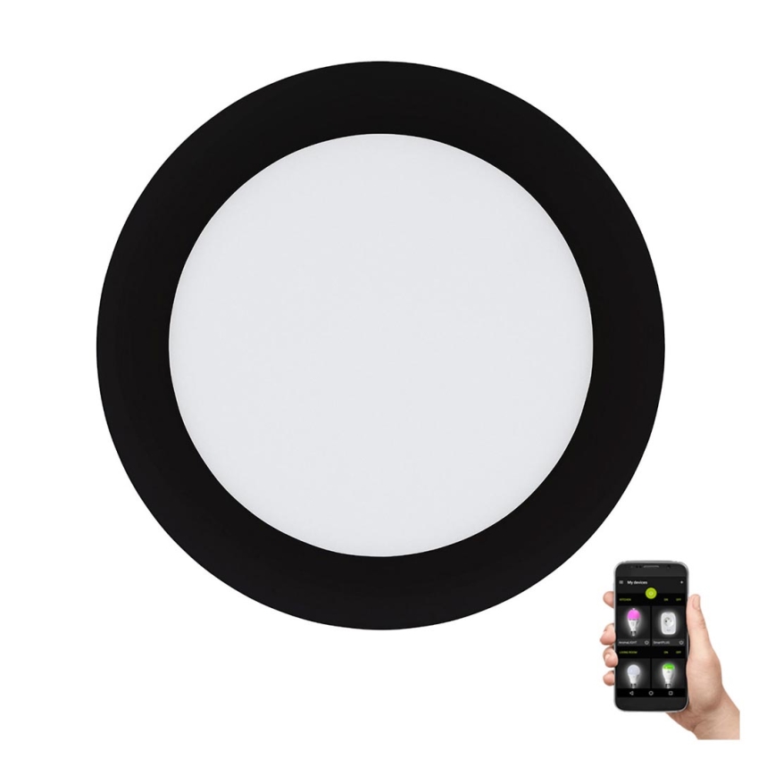 Eglo 31744 - LED-dimmbarer Badezimmer-Einbaustrahler FUEVA-Z LED/10,5W/230V 2700-6500K IP44 schwarz Ø 16,5 cm