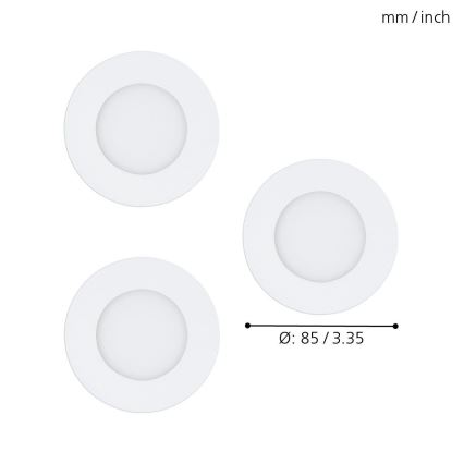 Eglo - ADA 3x LED RGB dimmbares Einbauleuchte FUEVA-C 1xLED/3W/230V