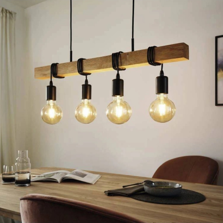 Eglo 33378 - LED-Hängeleuchte TOWNSHEND 4xE27/4W/230V 2200K beige/schwarz