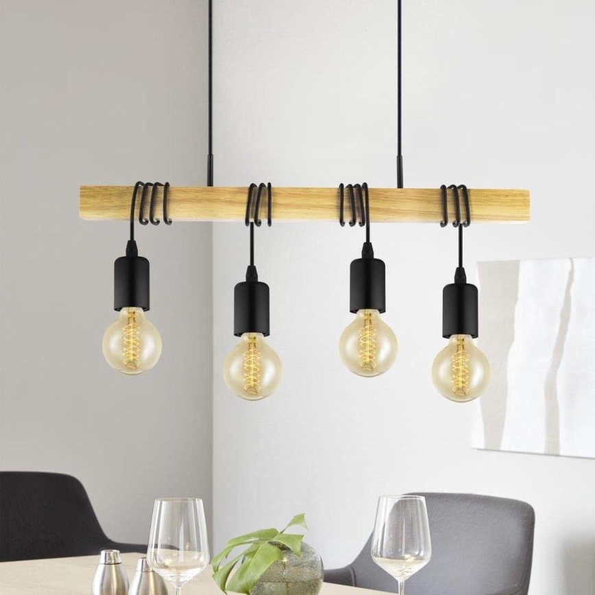 Eglo 33378 - LED-Hängeleuchte TOWNSHEND 4xE27/4W/230V 2200K beige/schwarz