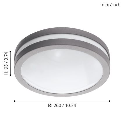Eglo 33572 - LED dimmbares Badezimmerleuchte LOCANA-C LED/14W/230V IP44 Silber
