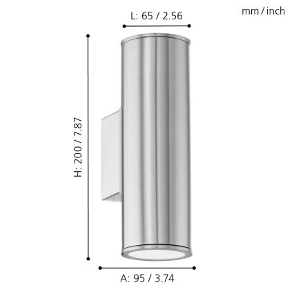 Eglo 33582 - LED RGBW dimmbare Außenwandleuchte RIGA 2xGU10/5W/230V IP44