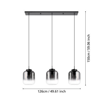 Eglo - Hängeleuchte 3xE27/40W/230V rauchig