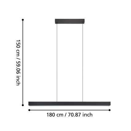 Eglo - LED dimmbare Hängeleuchte an Seil LED/20W/230V 3000K schwarz