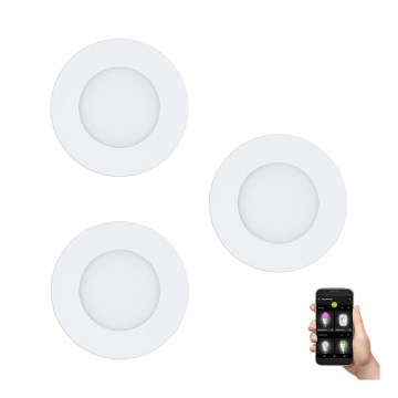 Eglo - 3er-Set dimmbare Einbaustrahler FUEVA-Z LED/2,8W/230V IP44 Ø 8,5 cm