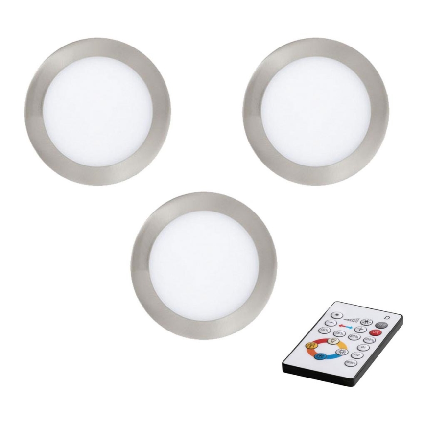 Eglo - 3er-Set dimmbare LED-Einbauleuchten TINUS LED/6W/12/230V + Fernbedienung