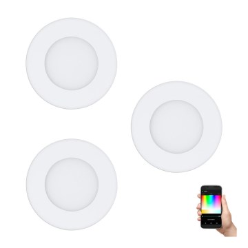Eglo - 3er-Set dimmbare LED-RGB-Einbauleuchte FUEVA-C 1xLED/3W/230V Ø 8,5 cm