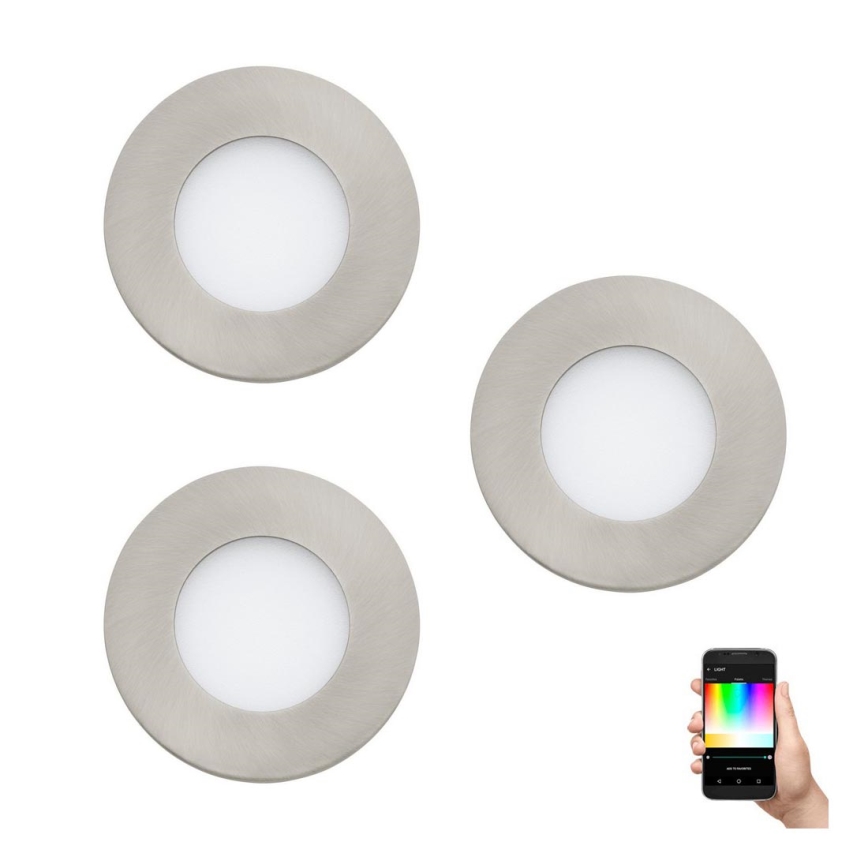 Eglo - 3er-Set RGB-dimmbare Einbauleuchten FUEVA-C 1x LED/3W/230V Ø 8,5 cm