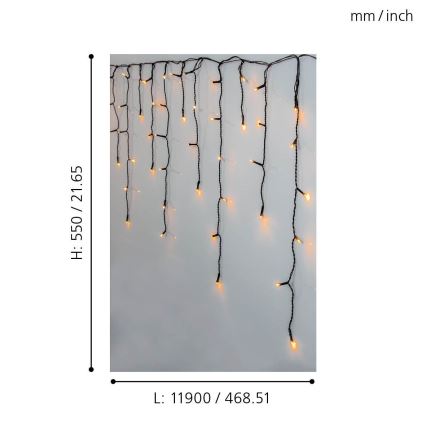 Eglo 410824 - LED-Außen-Weihnachtskette GOLDEN 480xLED/17x0,55m IP44 warmweiß