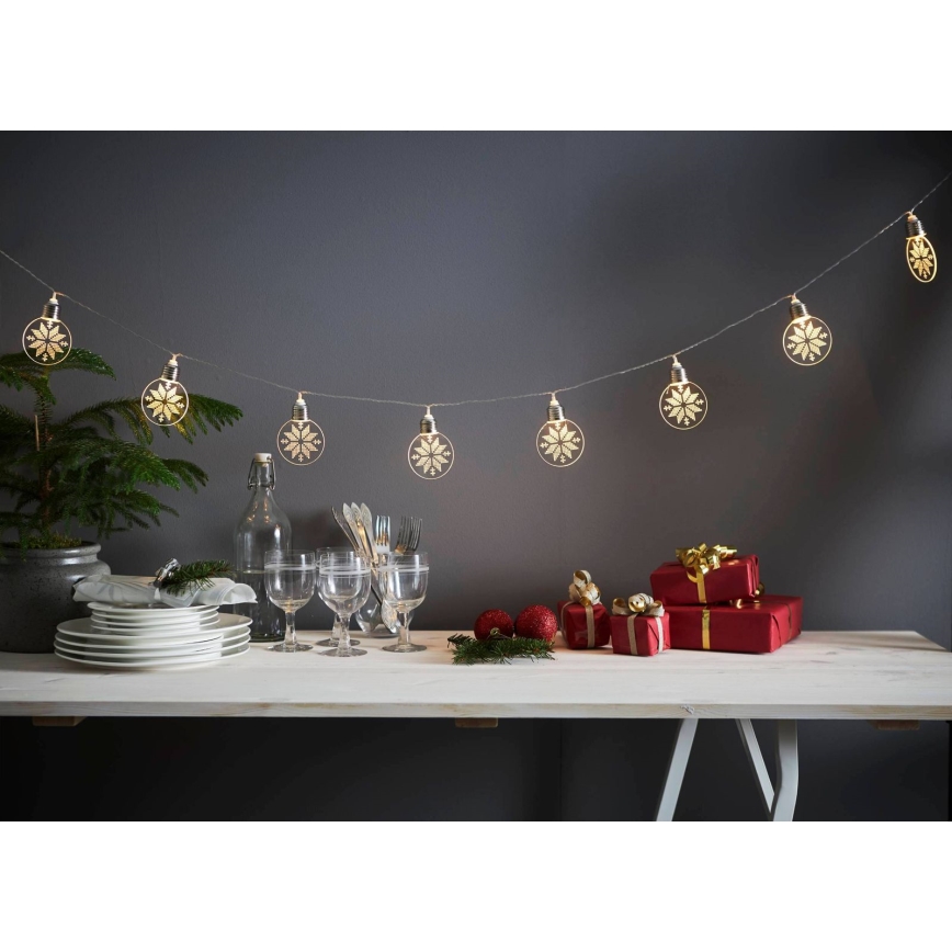 Eglo 411112 - LED Weihnachtskette ORNAMENT 10xLED/3xAA 2,4m warmweiß