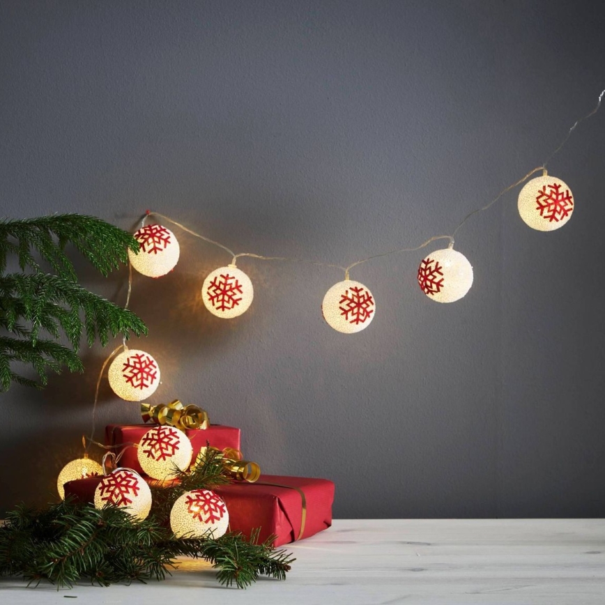 Eglo 411113 - LED-Weihnachtslichterkette ORNAMENT 10xLED/3xAA 1,65m warmweiβ