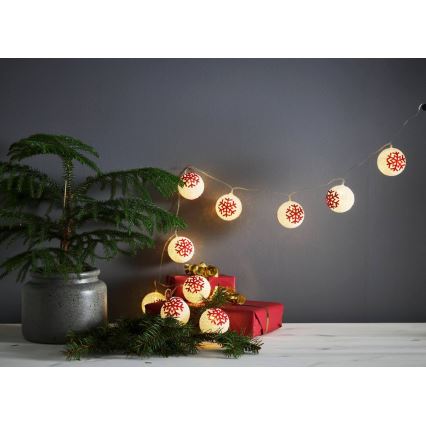 Eglo 411113 - LED-Weihnachtslichterkette ORNAMENT 10xLED/3xAA 1,65m warmweiβ