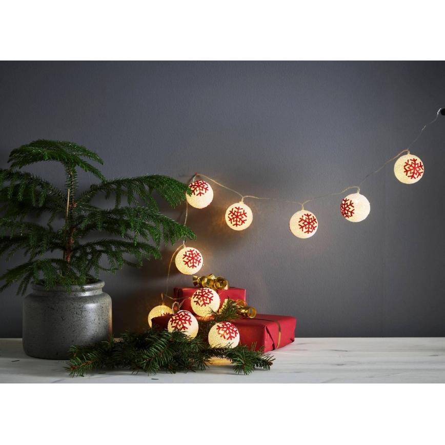 Eglo 411113 - LED-Weihnachtslichterkette ORNAMENT 10xLED/3xAA 1,65m warmweiβ