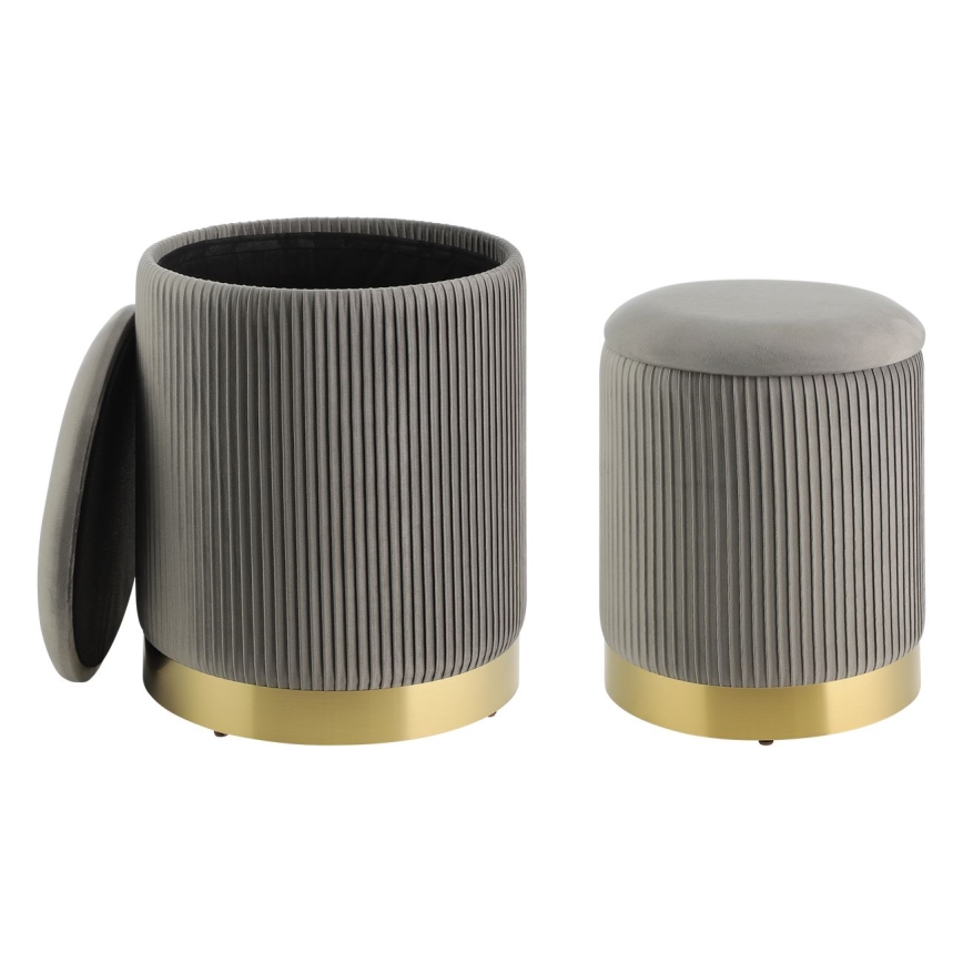 Eglo - SET 2x Sitzhocker d 31,5/36 cm grau/golden