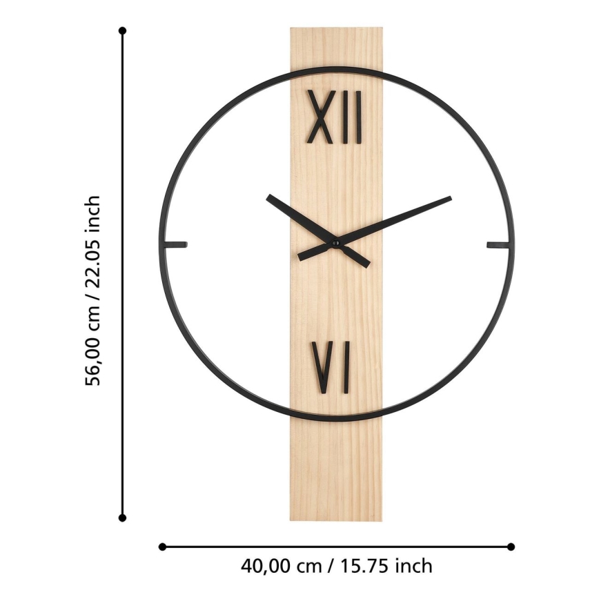 Eglo - Wanduhr 1xAA 56x40 cm Holz/Metall