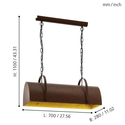 Eglo 49687 - Kette-Kronleuchter DEERHURST 2xE27/60W/230V