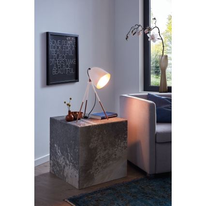 Eglo 49727 - Tischlampe CHESTER 1xE27/60W/230V weiß/kupfer