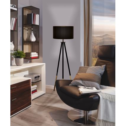 Eglo 55291 - Stehleuchte BIDFORD 1xE27/60W/230V schwarz/braun