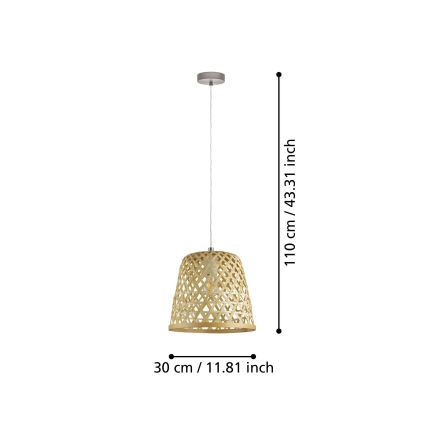 Eglo 55696 - Pendelleuchte mit Kabel KIRKCOLM 1xE27/60W/230V beige
