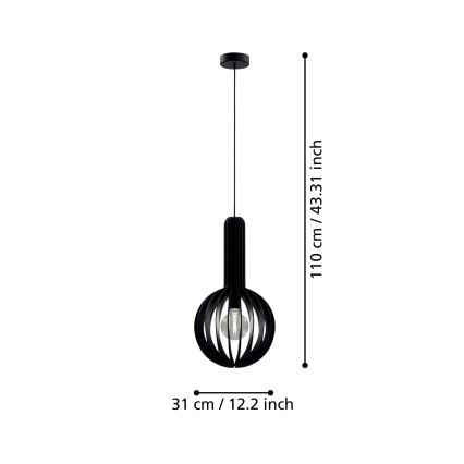 Eglo - Hängeleuchte an Kabel 1xE27/40W/230V Ø 31 cm schwarz
