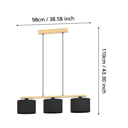 Eglo - Deckenleuchte an Kabel 3xE27/40W/230V
