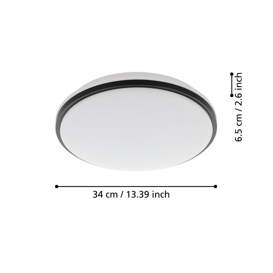 Eglo - LED Badezimmer-Deckenleuchte LED/15,6W/230V IP44 Schwarz