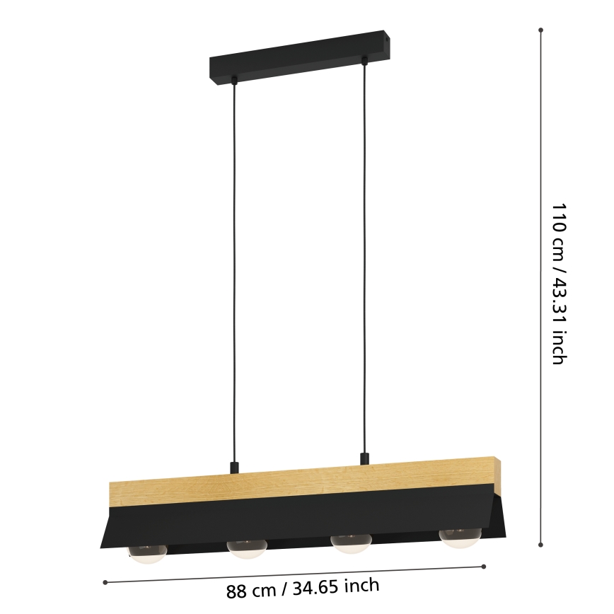 Eglo - Hängeleuchte an Seil 4xE27/40W/230V