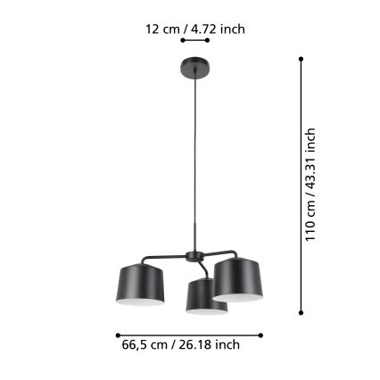 Eglo - Deckenleuchte an Kabel 3xE27/40W/230V
