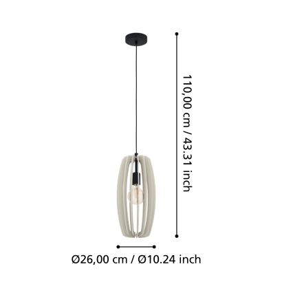 Eglo - Hängeleuchte an Kabel 1xE27/40W/230V cremefarben