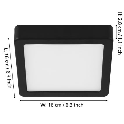 Eglo - LED dimmbare Deckenleuchte LED/11W/230V schwarz