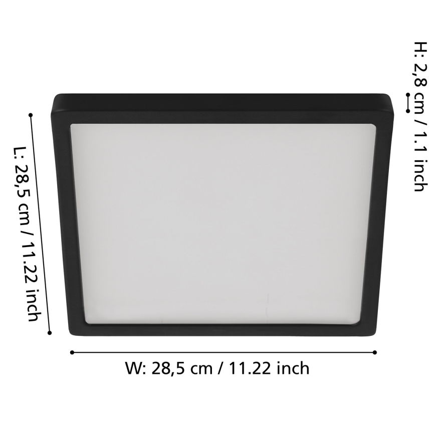 Eglo - LED-dimmbare Deckenleuchte LED/20,5W/230V schwarz 28,5x28,5 cm
