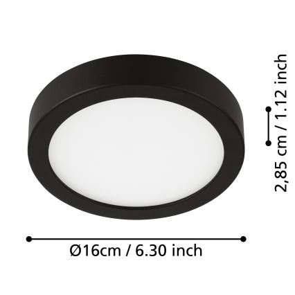 Eglo - LED Badezimmer-Deckenleuchte LED/11W/230V IP44 schwarz