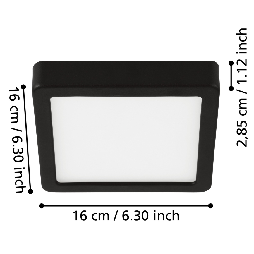 Eglo - LED-Badezimmer-Deckenleuchte LED/11W/230V IP44 schwarz 16x16 cm