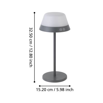 Eglo - LED RGBW dimmbare Touch-Außenleuchte 2in1 LED/1,5W/5V 2600 mAh IP54 grau