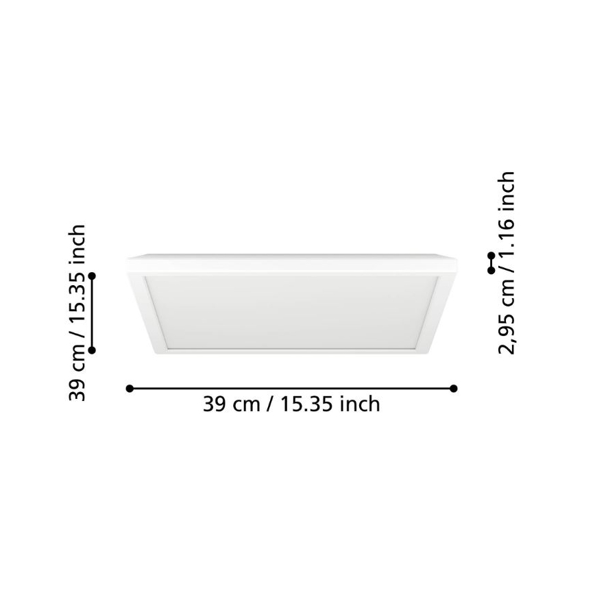 Eglo - Dimmbare LED-Outdoor-Deckenleuchte LED/17,6W/230V 2700-6500K 39x39 cm IP44 weiß + Fernbedienung