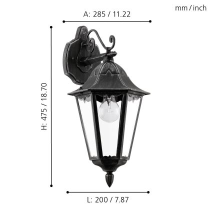 Eglo - Außenwandleuchte 1xE27/60W/230V IP44