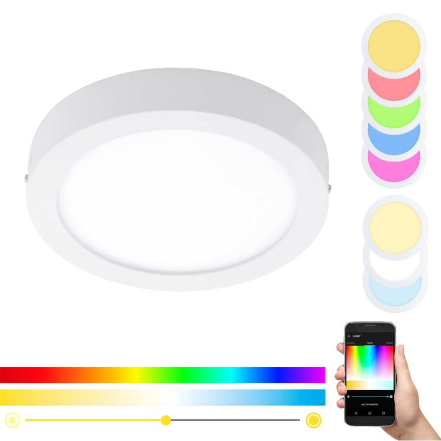 Eglo - Dimmbare LED-RGBW-Deckenleuchte FUEVA-C LED/15,6W/230V Bluetooth Ø 22,5 cm