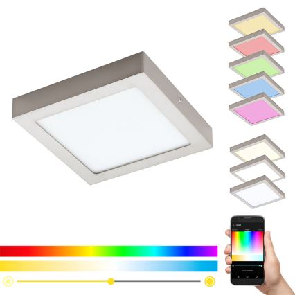 Eglo - LED RGBW dimmbare Deckenleuchte FUEVA-C LED/15,6W/230V Bluetooth 22,5x22,5 cm