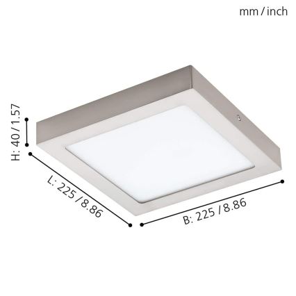 Eglo - LED RGBW dimmbare Deckenleuchte FUEVA-C LED/15,6W/230V Bluetooth 22,5x22,5 cm